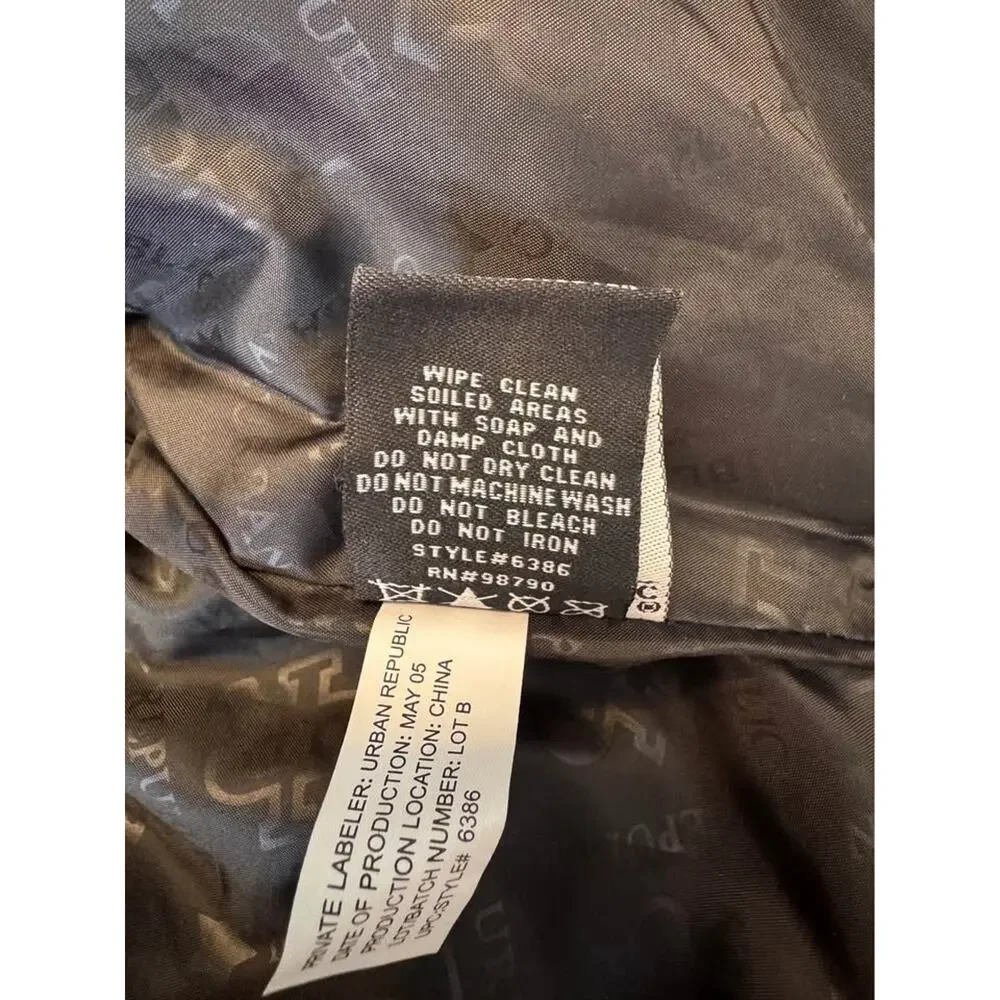 Urban Republic Black Hooded Faux Leather Jacket 12M #107